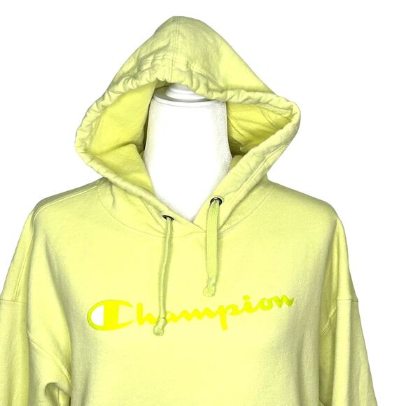 Champion Neon Yellow Green Hooded Sweatshirt Small - Picture 2 of 8